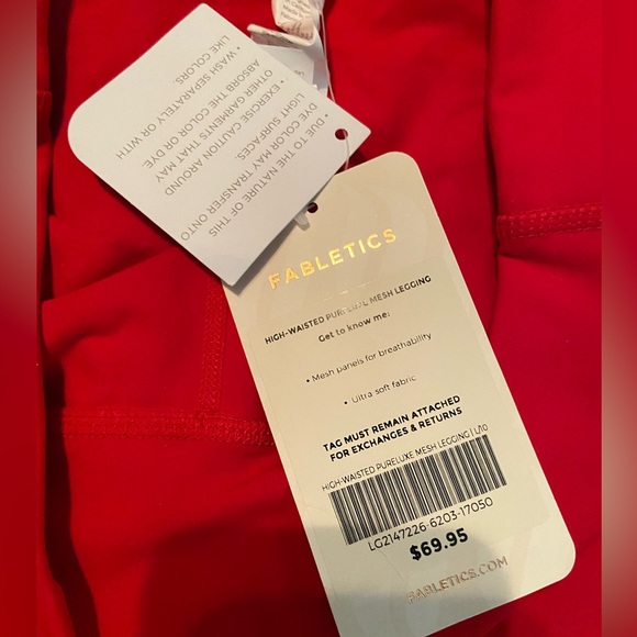 ✨NWT✨ PureLux Fabletics Red Exercise Pants with sheer detail - Picture 4 of 6